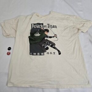 Attack on Titan T Shirt Levi Ackerman Anime Manga Final Season 2XL + 2‎ Buttons